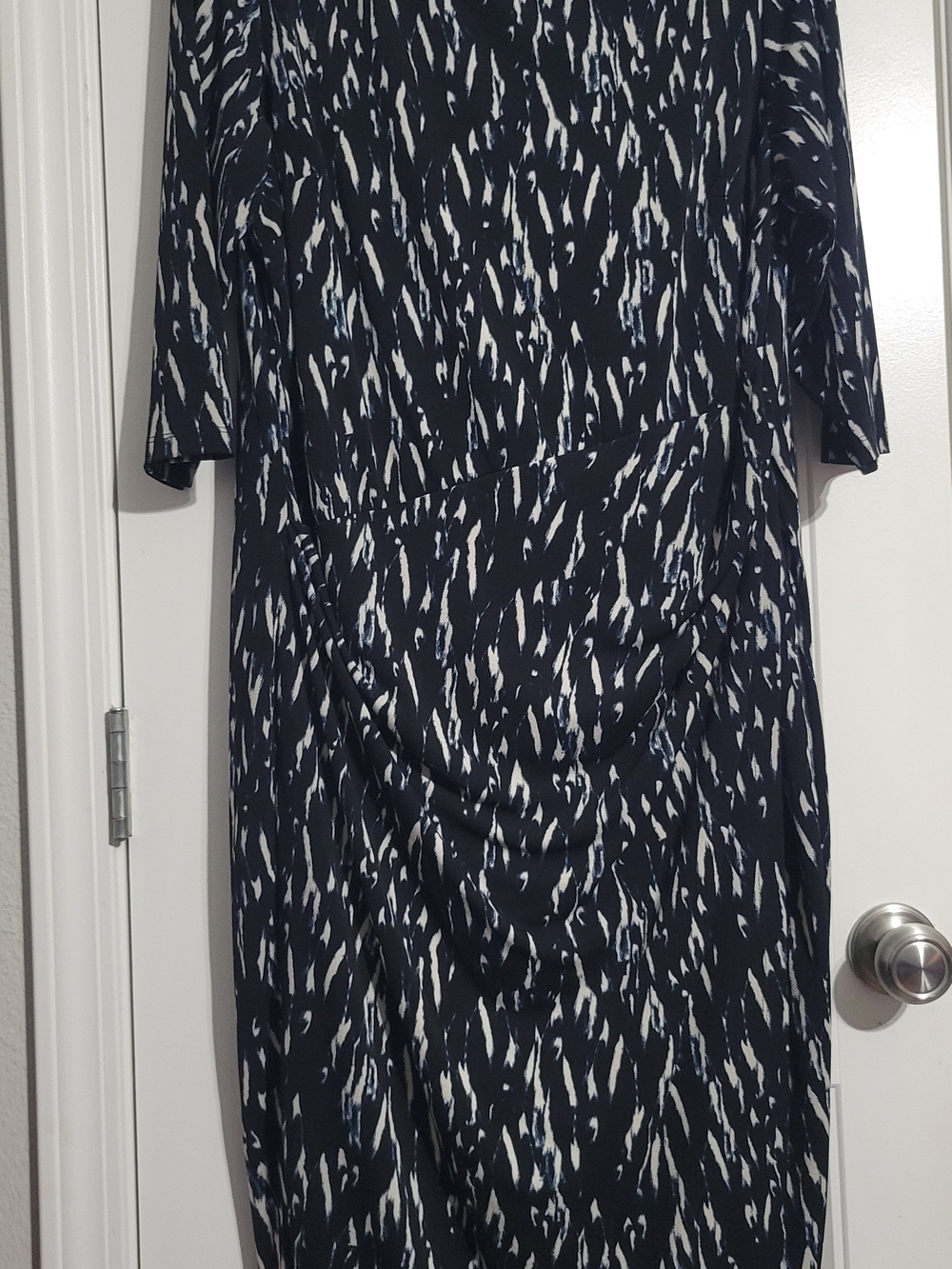 Cream/Royal On Black Printed Midi Dress